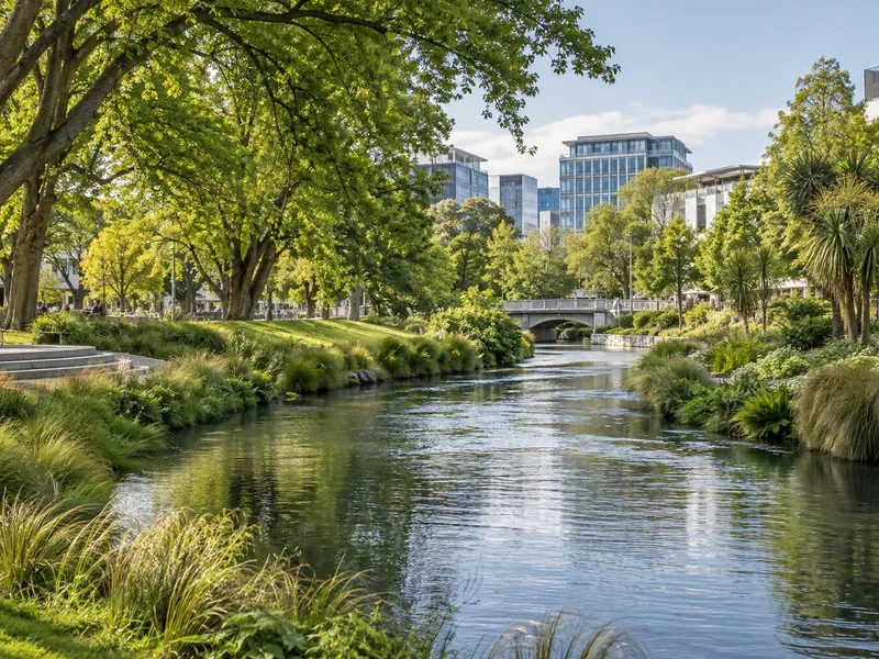 Christchurch's rebuilt central city with the Cardboard Cathedral